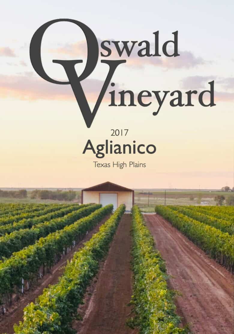 Aglianico 2017 - Oswald Vineyard Aglianico 2017 wine label
