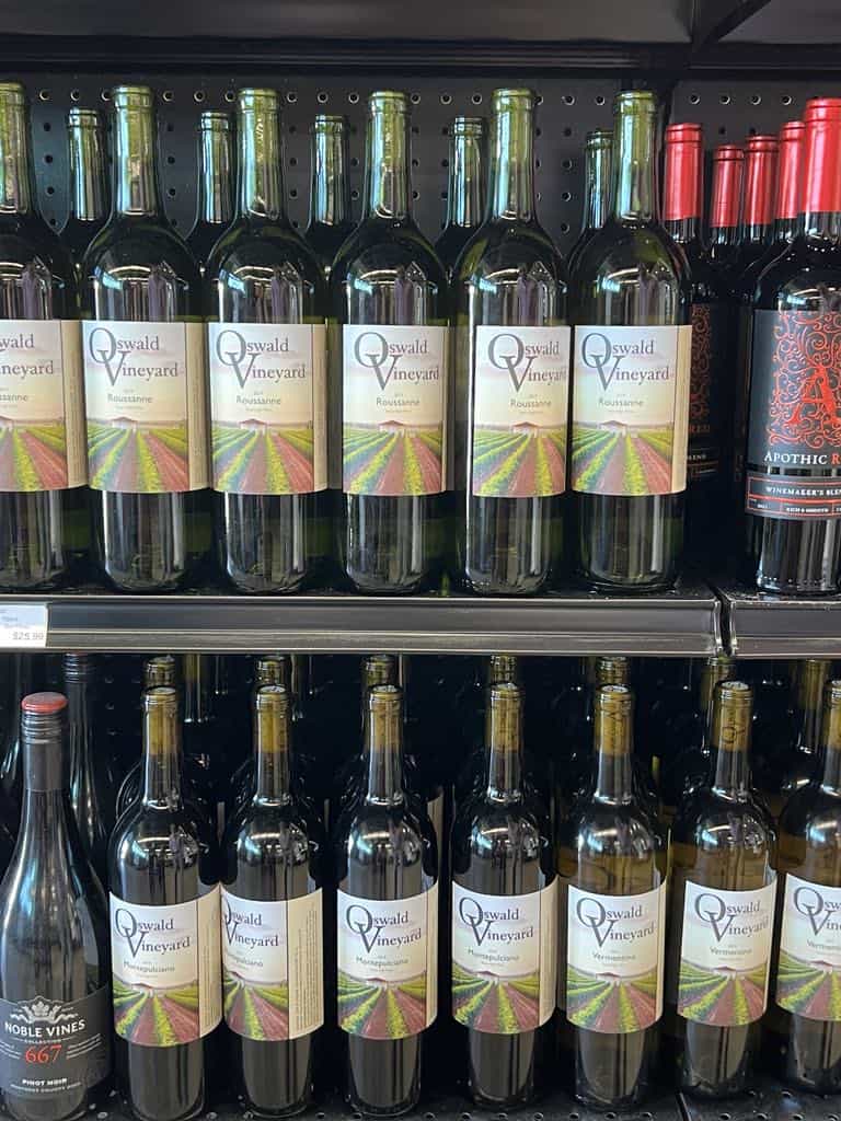 Oswald Vineyard Wines on the shelves of Curby's Lubbock, TX